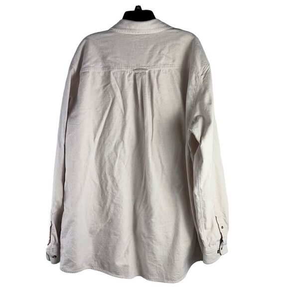 Guide Series Brushed Flannel Long Sleeve Shirt 3XLT Cream Cotton Button Front - Picture 3 of 11